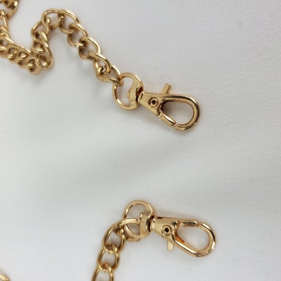 Gold Tone Chain PU Leather Strap Crossbody Handbag Purse Strap New - Picture 3 of 4